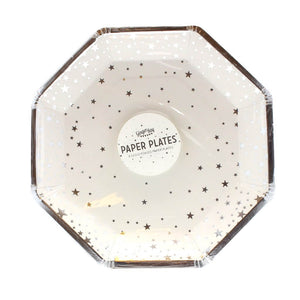 Ginger Ray Star Metallic Silver 23cm Hexagonal Shaped Paper Plates 8 Pack