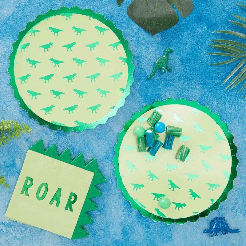 Ginger Ray Roar Shaped Party Paper Plate 8 Pack