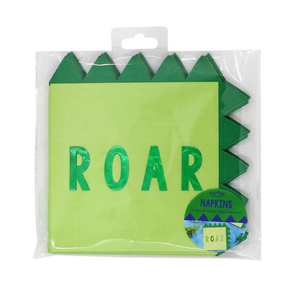 Ginger Ray Roar Shaped Party Napkin 16 Pack
