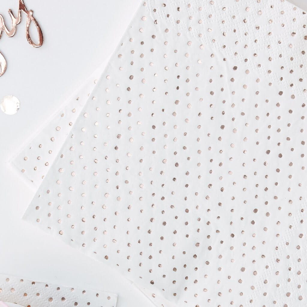 Ginger Ray Spotty Print Rose Gold Polka Dot Napkins