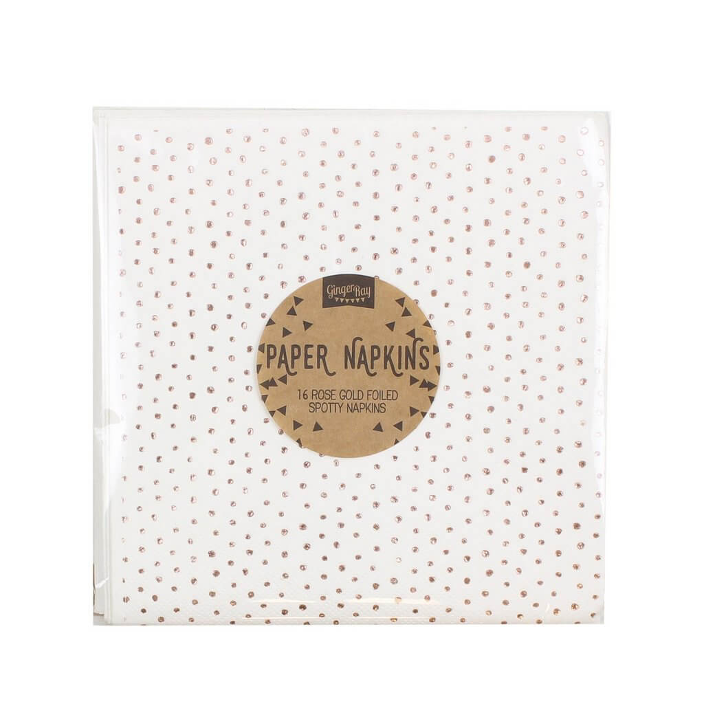 Ginger Ray Spotty Print Rose Gold Polka Dot Napkins