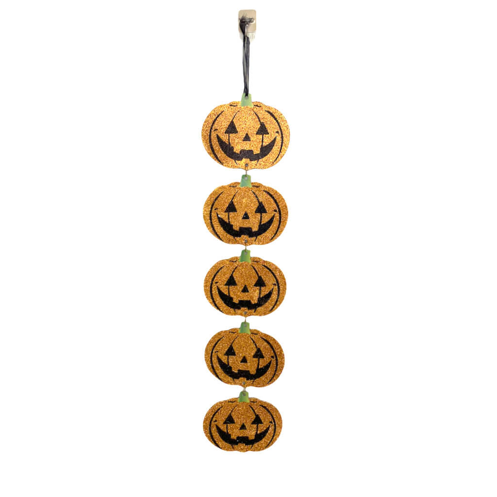 Glitter Halloween Laughing Pumpkin Head Door Hanging Ornament