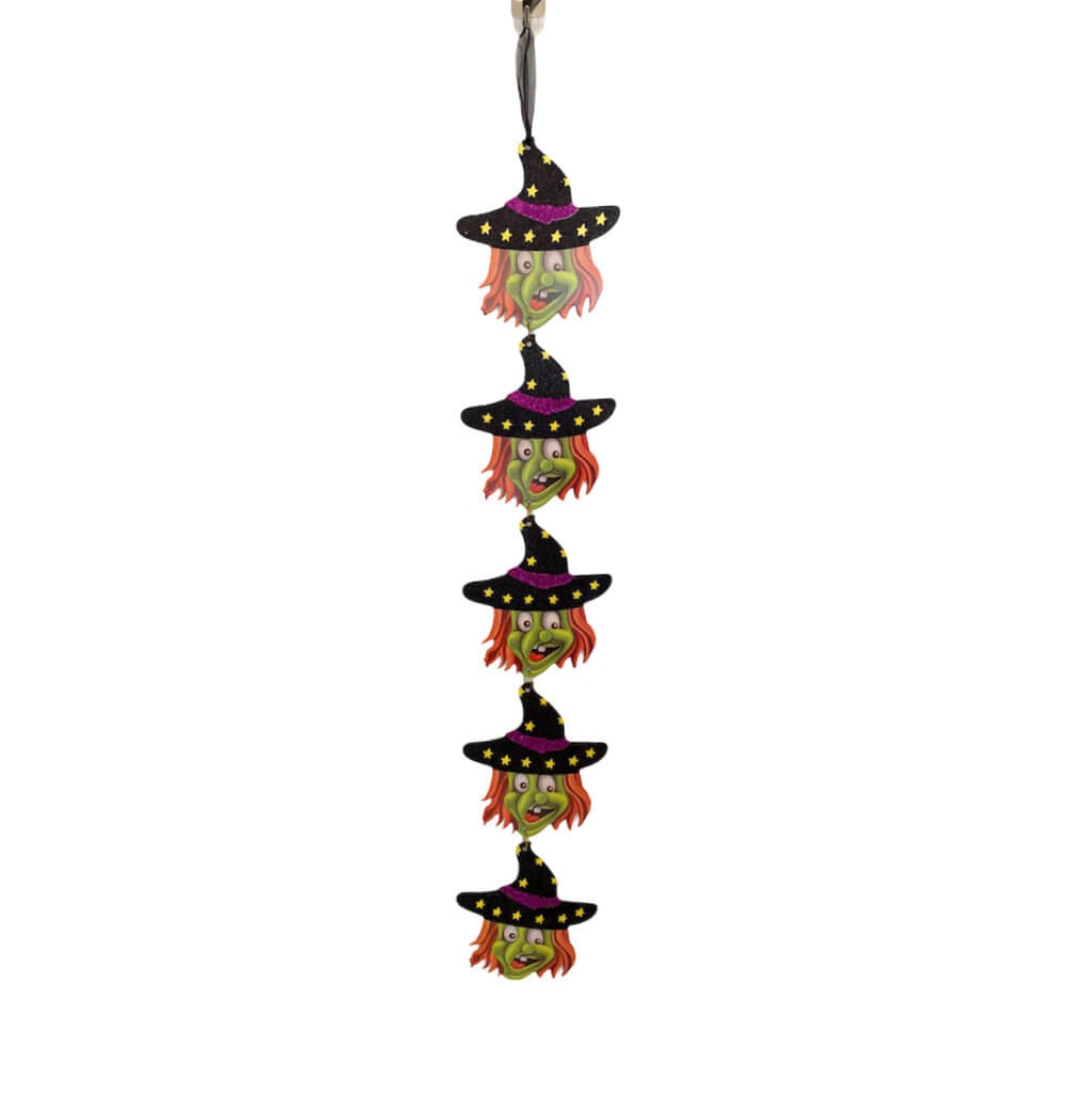 Glitter Halloween Scary Witch Head Door Hanging Ornament