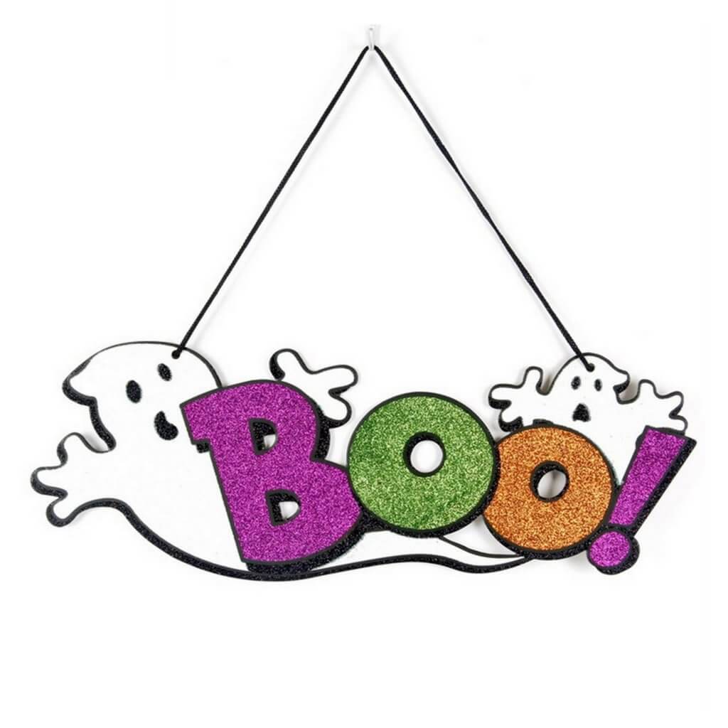 Glitter Spooky Halloween BOO Ghost Door Sign