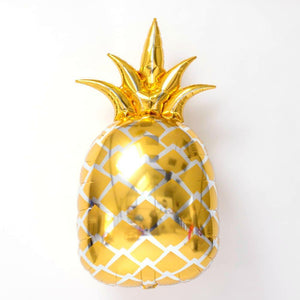 Gold ALOHA With Gold Pineapple Foil Balloon Banner - Online Party Supplies