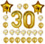 Gold Birthday Number 30 Foil Balloon Bouquet (Pack of 24pcs) - Online Party Supplies