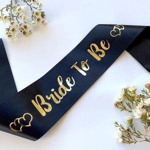 Black Bachelorette Party bride to be Sashes with Gold Foil Print