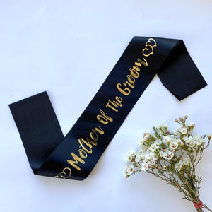 Black Bachelorette Party Mother of the groom Sashes with Gold Foil Print