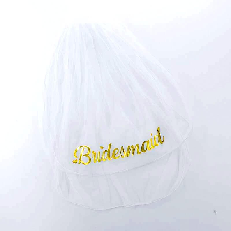 Gold Foiled Bridesmaid White Veil for hen parties and bridal showers