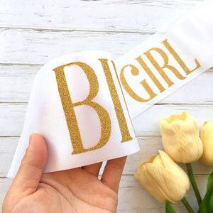 Online Party Supplies Gold Glitter 'Birthday Girl' Luxurious White Satin Party Sash