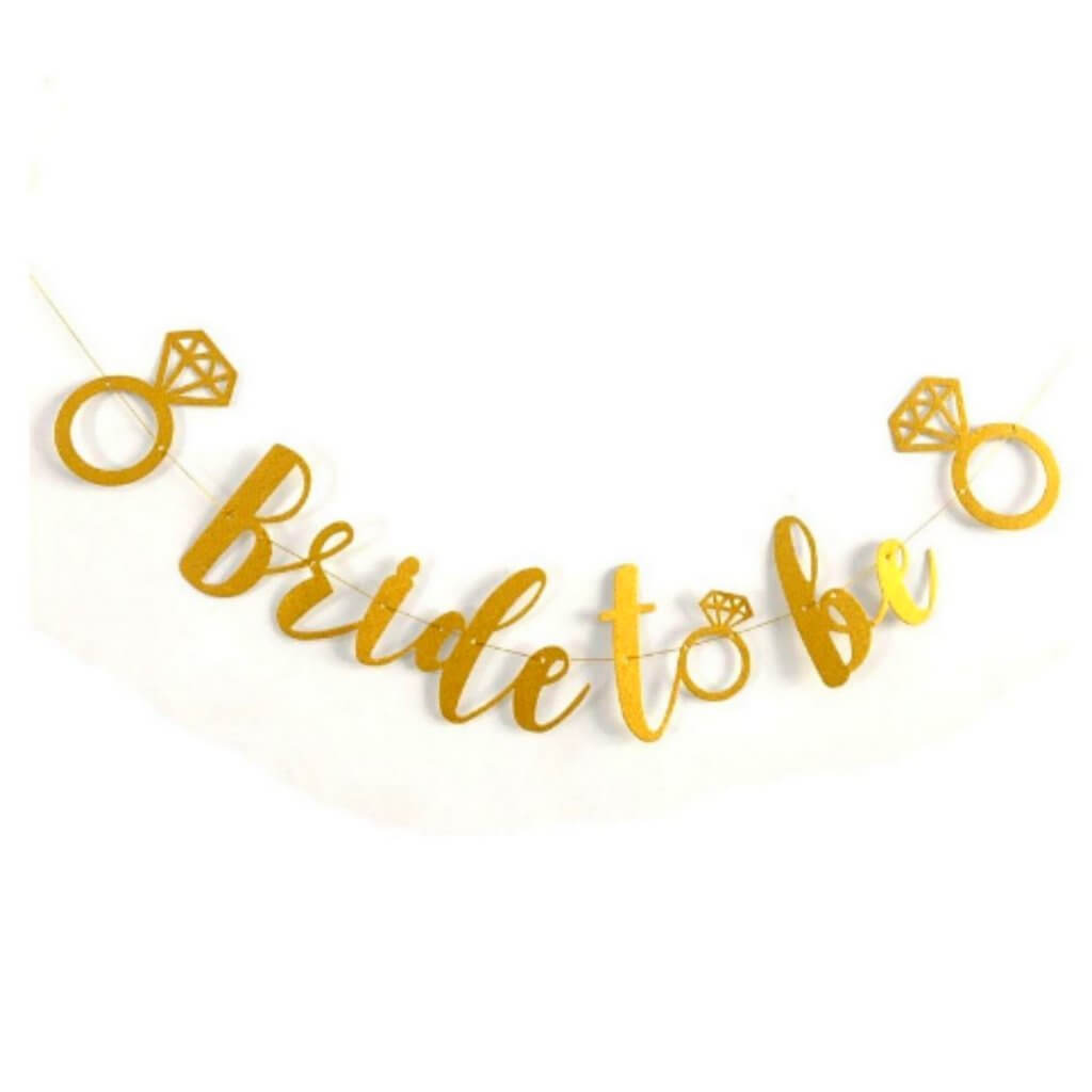 Gold Glitter Bride To Be with Diamond Ring Bachelorette Party Banner