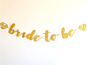 Online Party Supplies 'Bride To Be' with Diamond Gold Glitter Bachelorette Party Bunting Banner