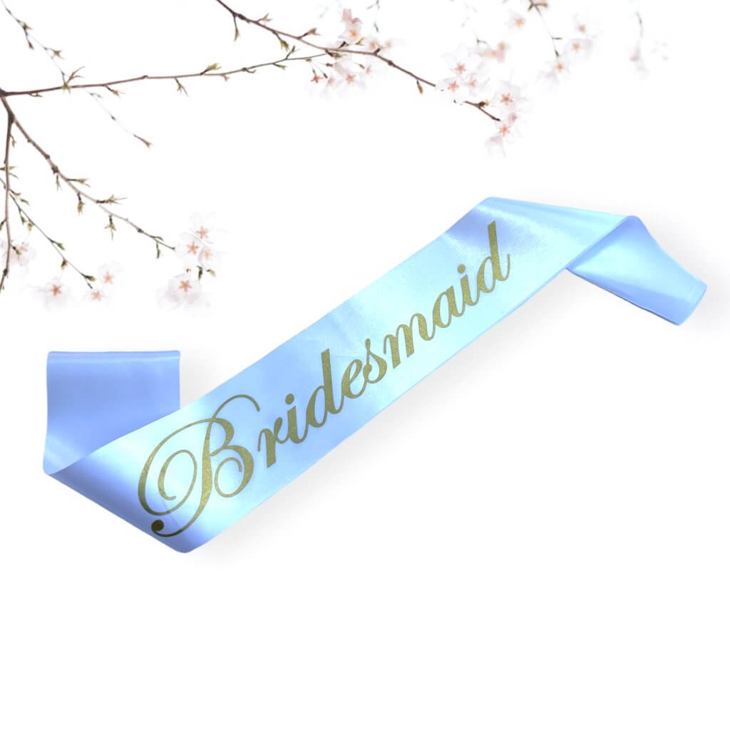 White Bridesmaid Hen Party Sash - Gold Glitter Print