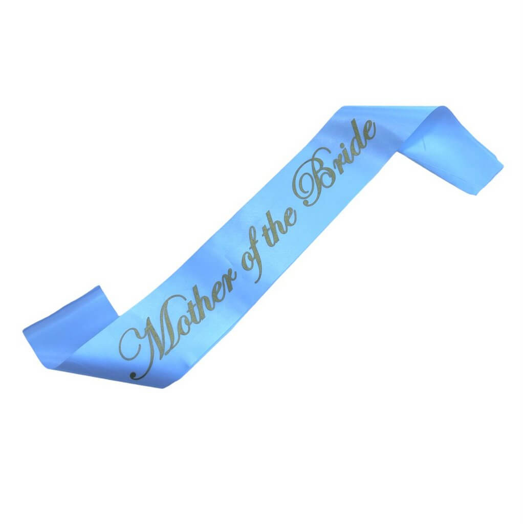 White Mother of the Bride Fabric Sash - Gold Glitter Print