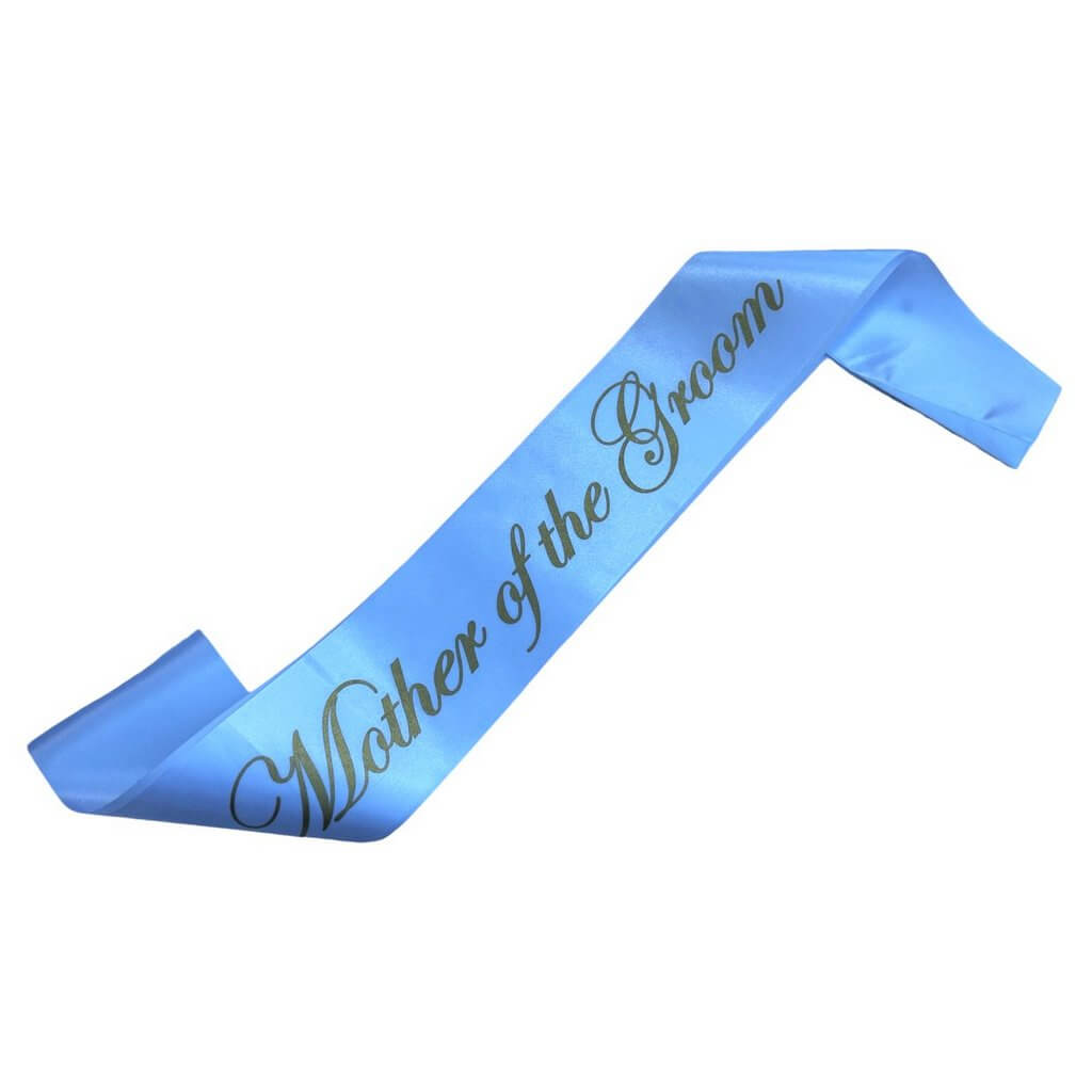 White Mother of the Groom Fabric Sash - Gold Glitter Print