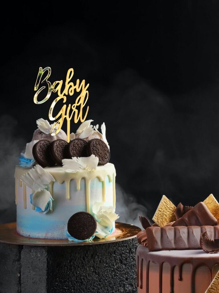 Gold Mirror Acrylic Baby Girl Cake Topper - Online Party Supplies