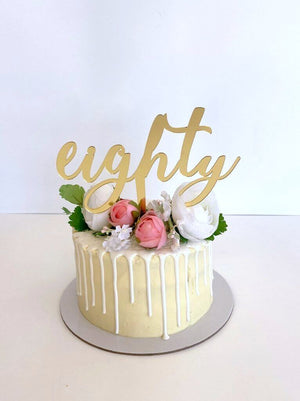 Gold Mirror Acrylic 'eighty' Birthday Cake Topper