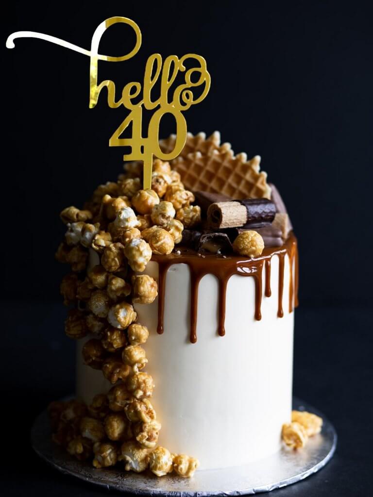 Gold Mirror Acrylic Hello 40 Birthday Cake Topper