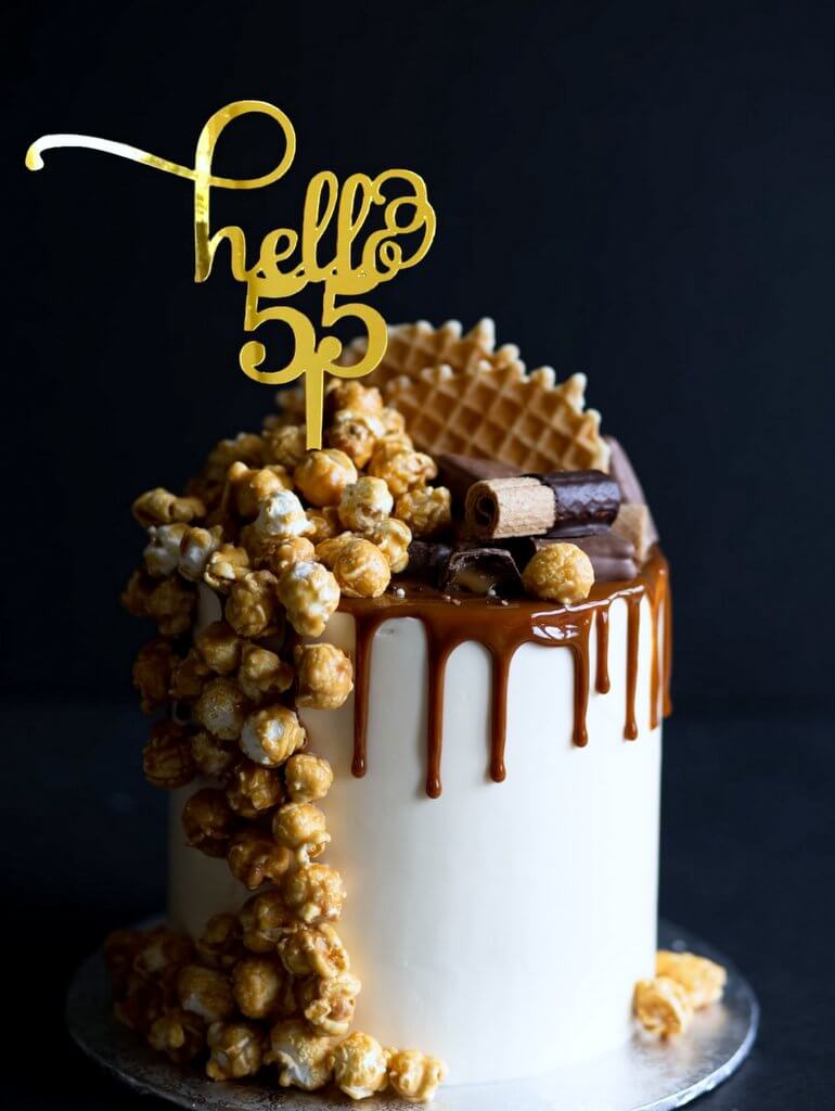 55 Birthday Black Glitter Cake Topper, 55th Party Decoration Ideas