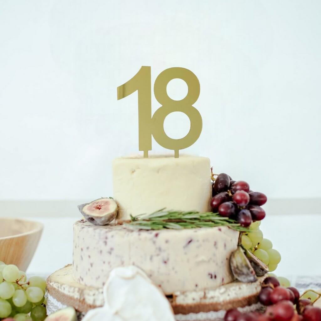 Acrylic Gold Mirror Number 18 Cake Topper