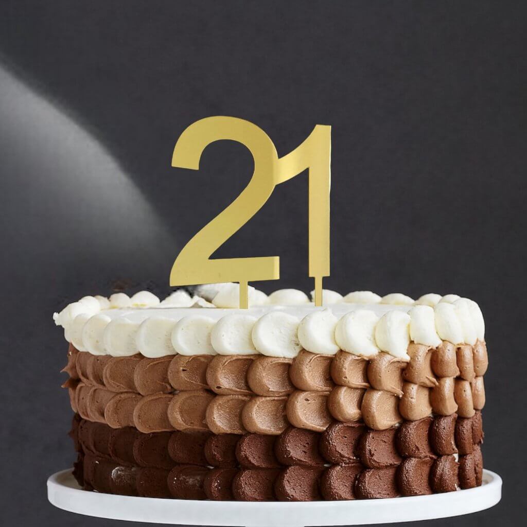 Acrylic Gold Mirror Number 21 Cake Topper