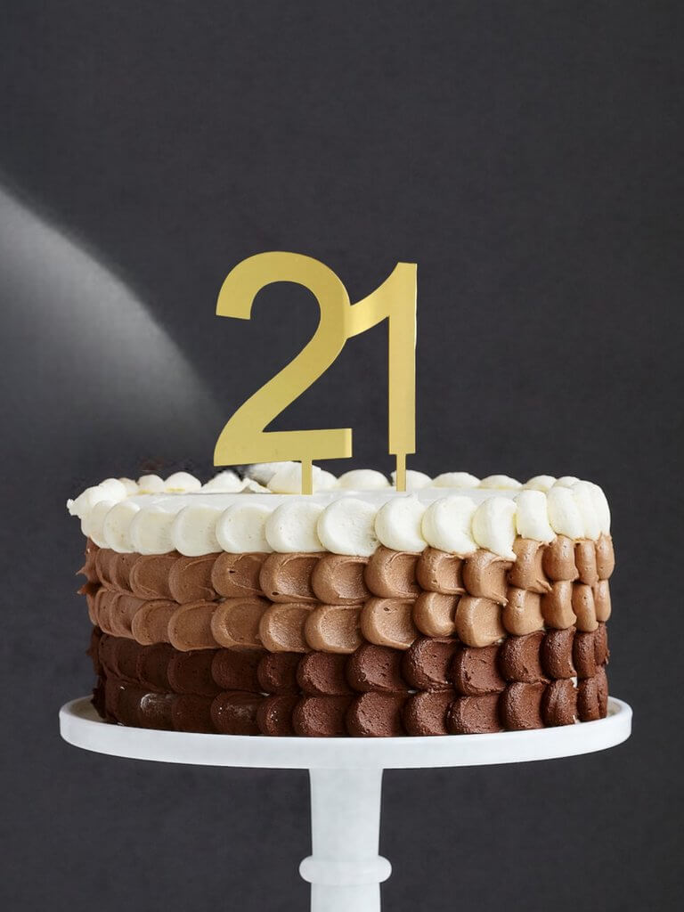 Acrylic Gold Mirror \'Twenty One\' Birthday Cake Topper - Online ...