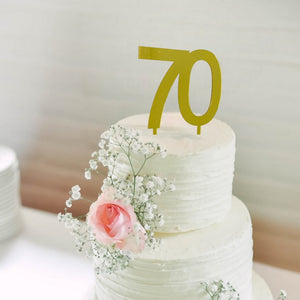 gold mirror acrylic number 70 cake toppers