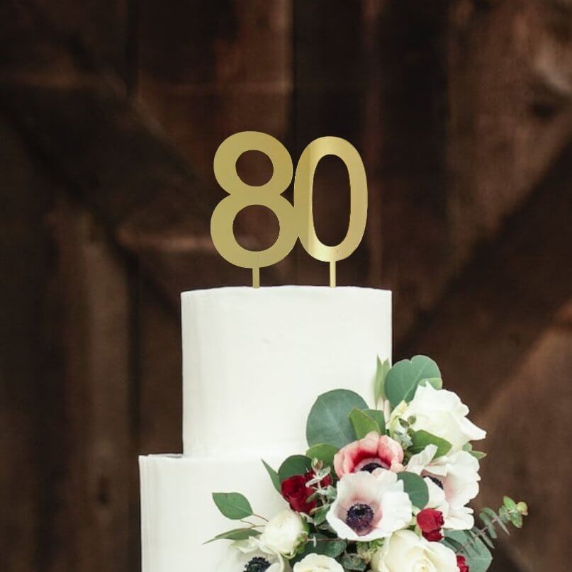 Acrylic Gold Mirror Number 80 Cake Topper