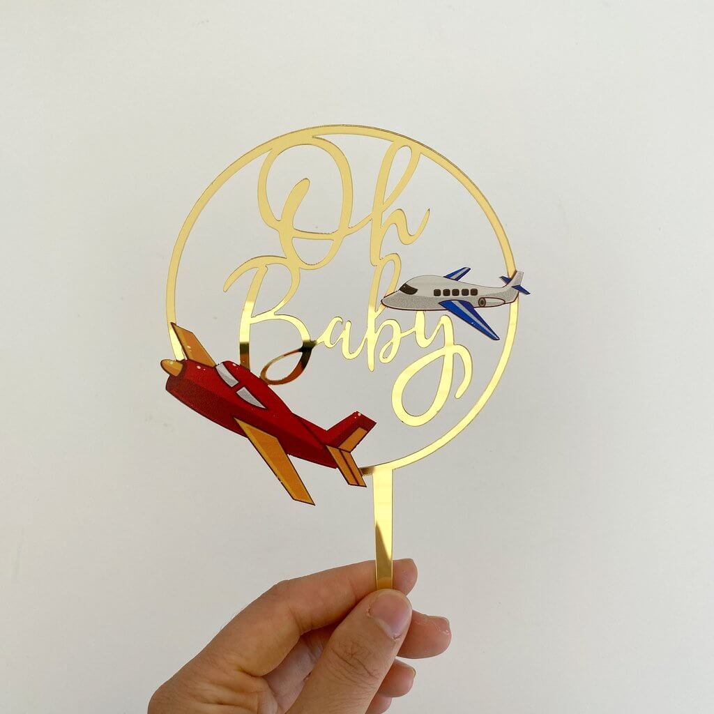 Airplane Cake Topper Aeroplane Happy 10th Birthday Party Personalized Name  Age Plane Cake Toppers Gift for Boy Gold Mirror Acrylic Aviator