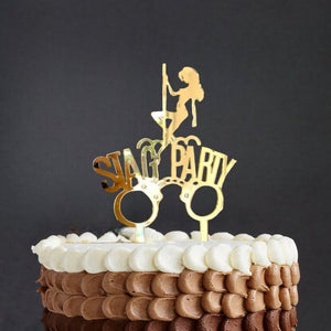 Gold Mirror Acrylic Sexy Dancer Stag Party Cake Topper - Bachelor Party, Wedding Party Celebrations