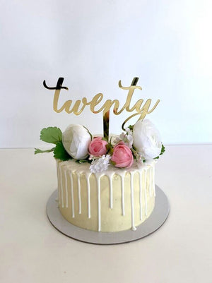 Gold Mirror Acrylic 'Twenty' Birthday Cake Topper
