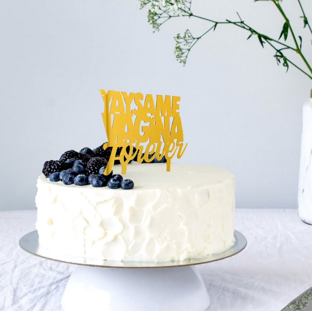 Gold Mirror Acrylic YAY SAME VAGINA FOREVER Cake Topper