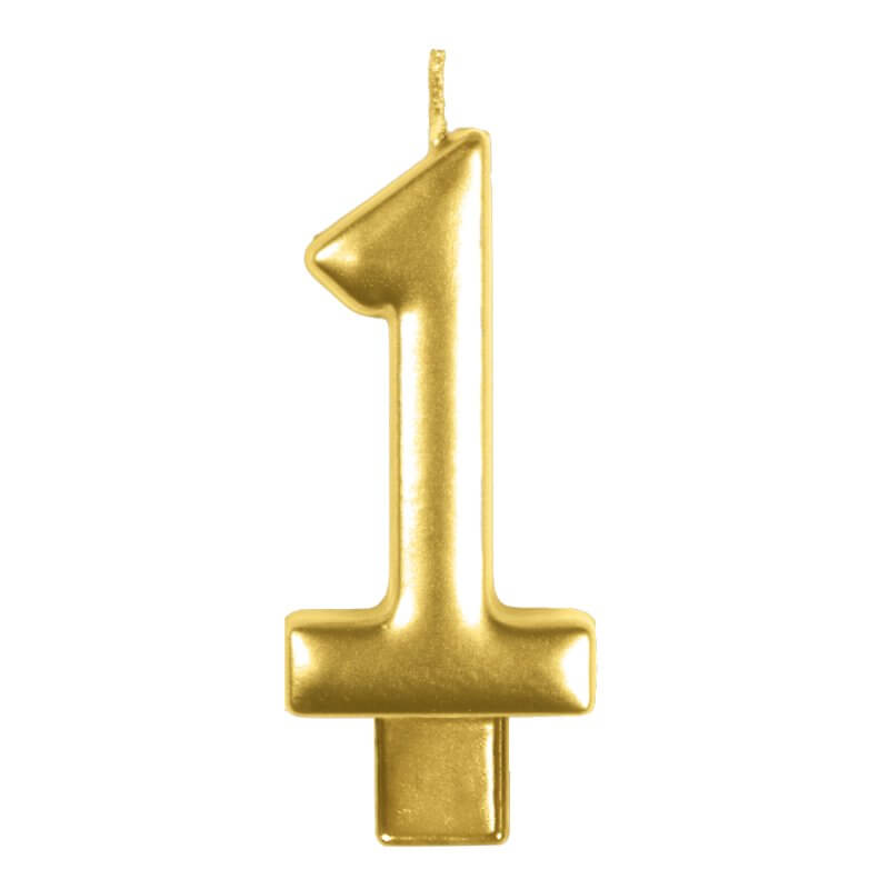 Gold Numeral Moulded Candle - Number 1