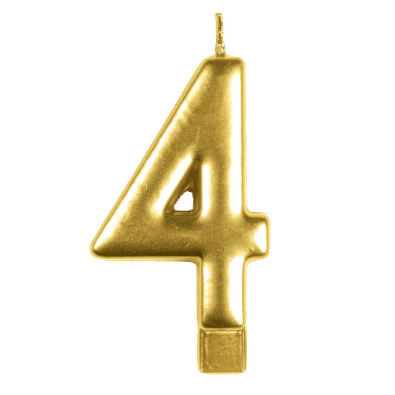 Amscan Gold Numeral Moulded Candle - Number 4