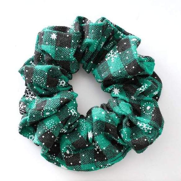 Plaid Christmas Scrunchies - Holiday Hair Accessories, Hair Ties, and Elastics