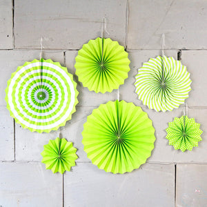 Green Hanging Paper Fan Decorations (Set of 6)