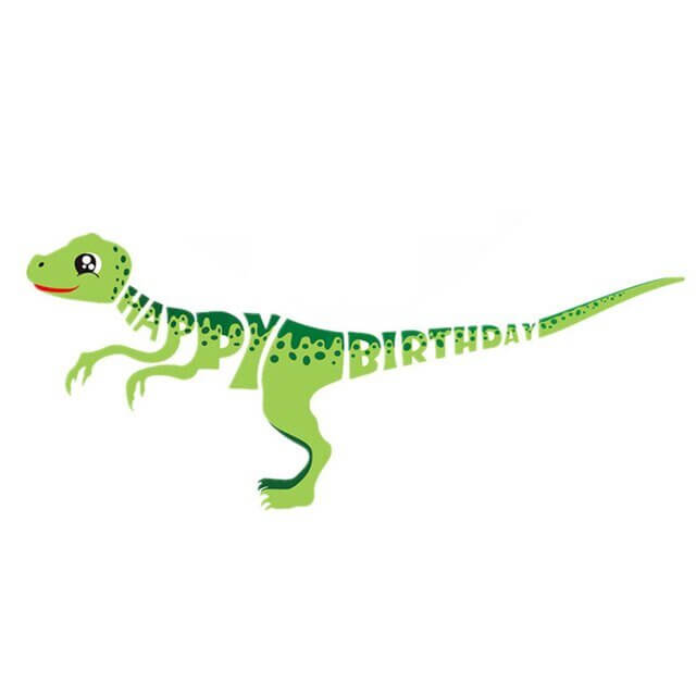 Green Happy Birthday Velociraptor Dinosaur Hanging Paper Banner