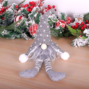 grey LED Light Faceless Christmas Gnome Tree Hanging Pendant - Grey Santa Doll Shelf Sitter