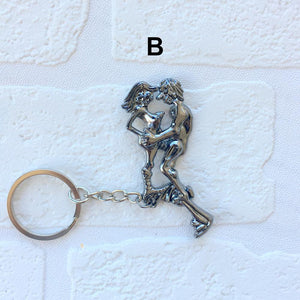 Grey Movable Sex Couple Metal Key Chain - Online Party Supplies