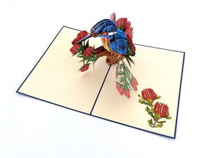 Handmade Australian Kingfisher Bird 3D Pop Up Greeting Card - Australian Native Bird Pop Up Cards - Cards for Bird Lovers