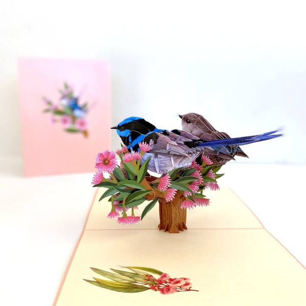Australian Native Lovebird Couple Superb Fairy Wren Pop Card - Image 3