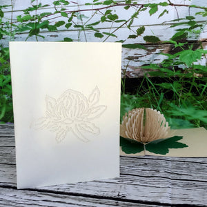 Handmade Australian Native Flower White Waratah Pop Up Greeting Card - Online Party Supplies