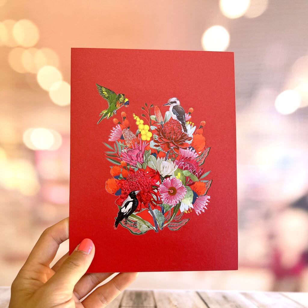 Australian Native Flower & Animal Origami Pop Up Greeting Card