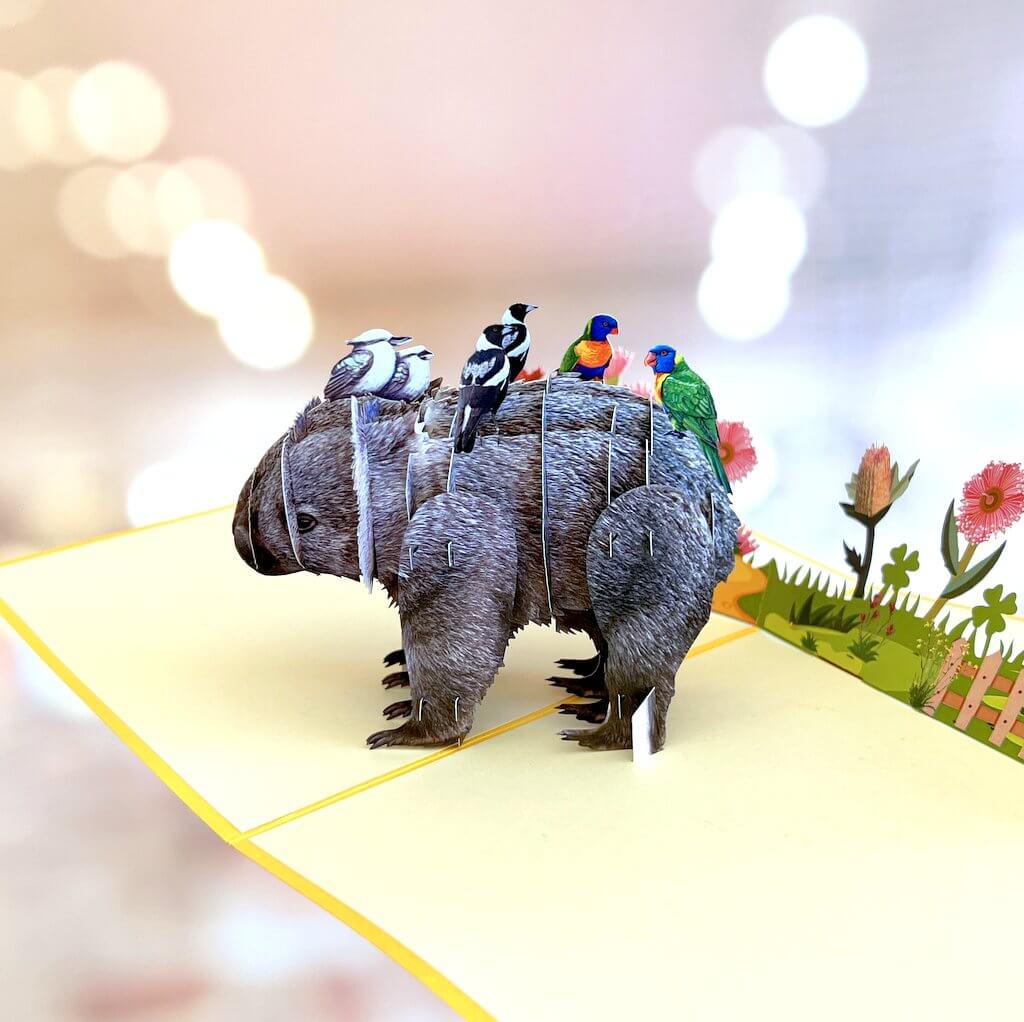 Australian Wombat 3D Origami Pop Up Card