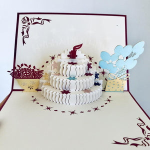 Handmade Birthday Cake Pop Up Card - Online Party Supplies