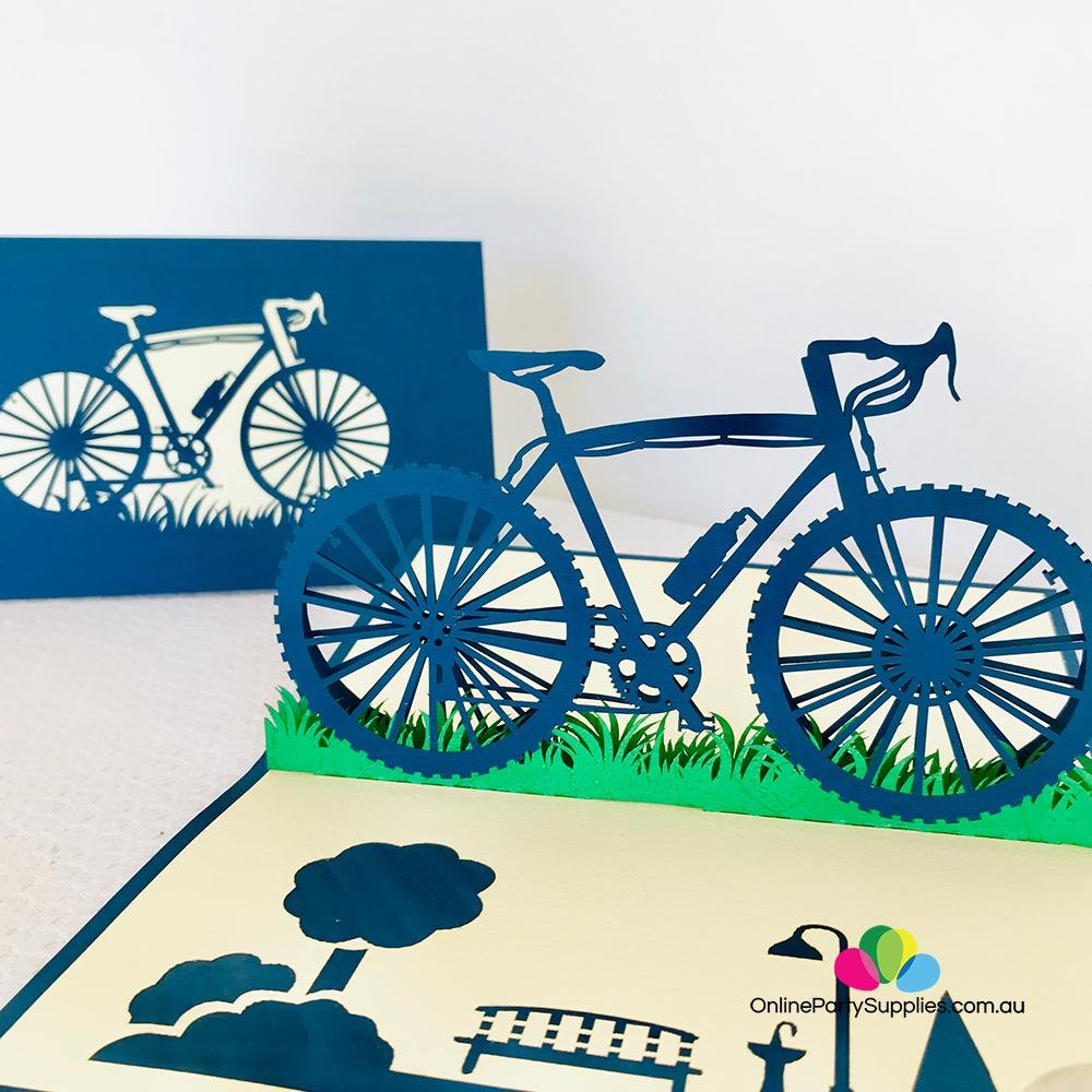 Handmade Blue Bicycle Pop Up Birthday Card - 3D Cards