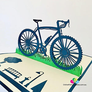 Handmade Blue Bicycle Pop Up Card - Online Party Supplies