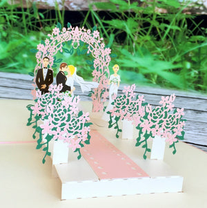 Handmade Classic Pink Wedding With Bridesmaid and Best man 3D Pop Up Card - Online Party Supplies