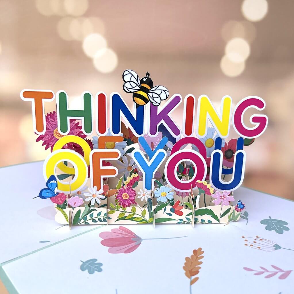 Handmade THINK OF YOU Spring Gardens 3D Pop Up Card