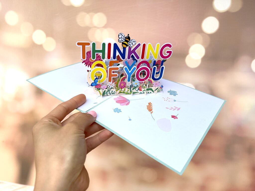 Handmade THINK OF YOU Spring Gardens 3D Pop Up Card